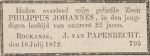 Papendrecht Philippus Johannes 1849-1872 (Weekblad VPOG 21-07-1872).jpg